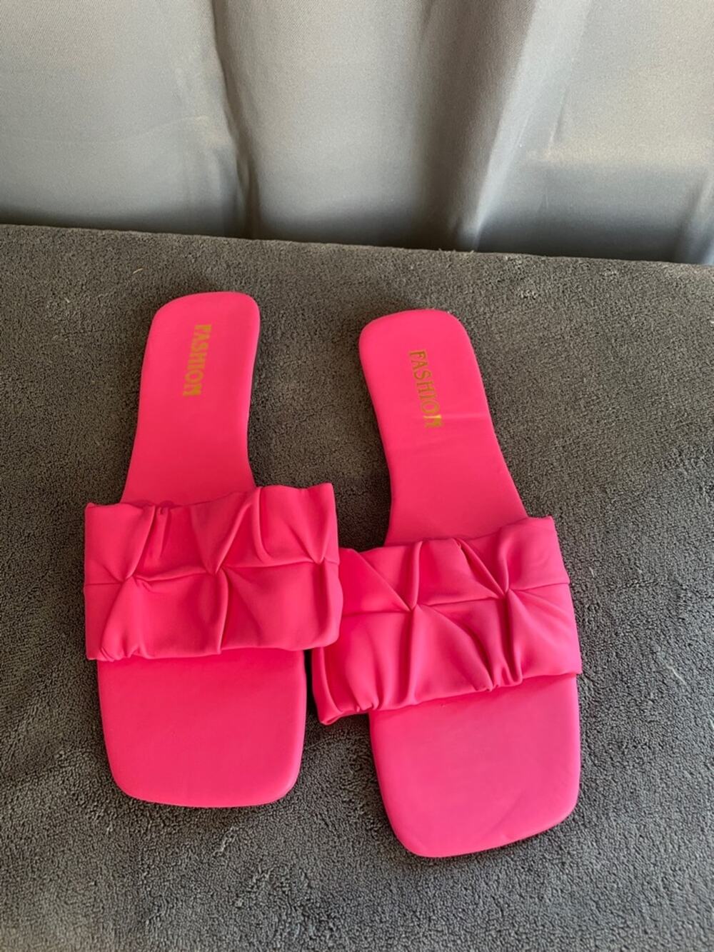 Women’s Slide Sandals with Ruched Upper in Hot Pink NWOT